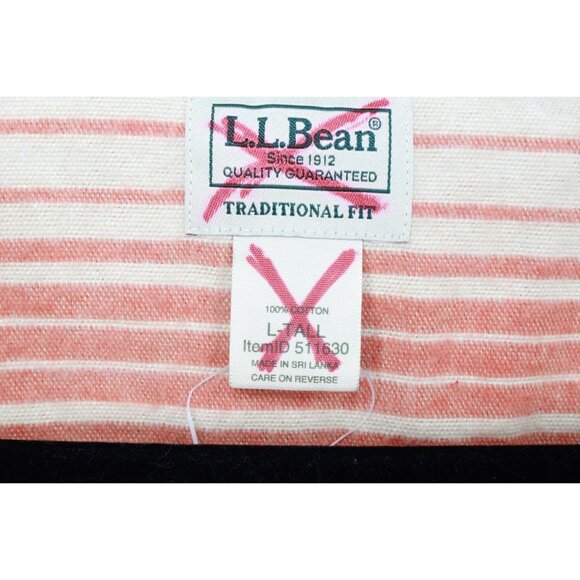 LL Bean Chamois Traditional Fit Stripe Flannel Shirts Orange L Tall - Picture 7 of 11